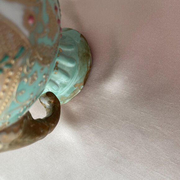 Vintage Nippon Double Handle Hand Painted Flower Vase Urn - Picture 5 of 7